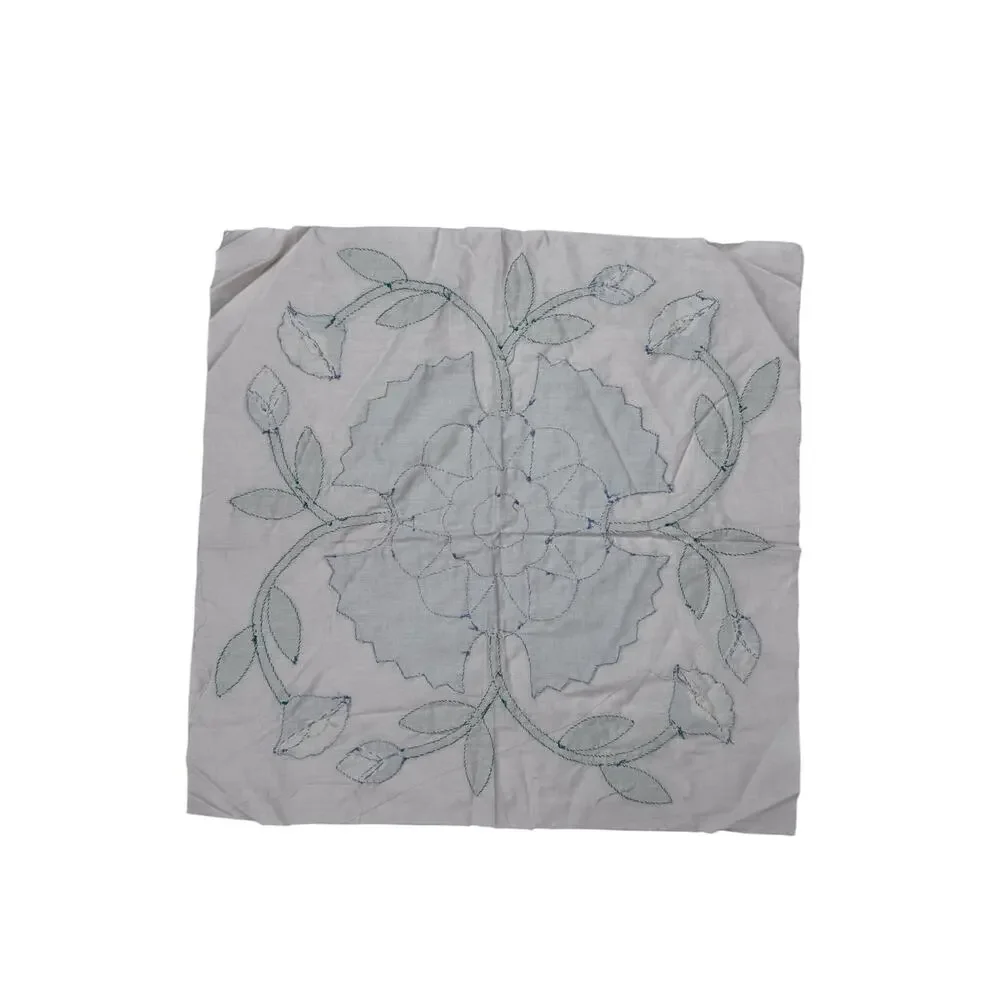 Vintage Floral Hand Sewn Quilted Appliqué Tan Green Purple Cottage Western